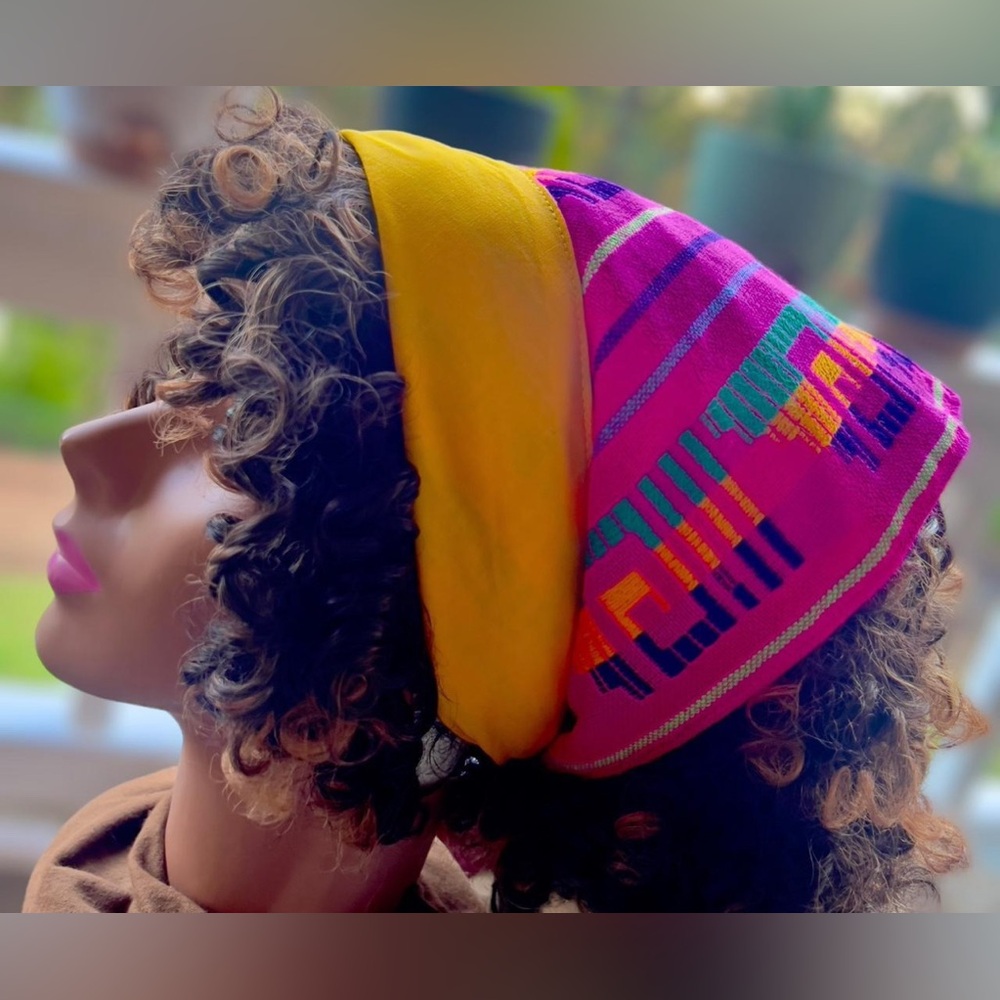 Vibrant Pink Patterned Bandana - Picture 2 of 7